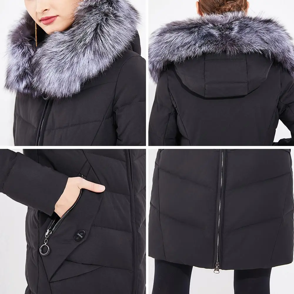 Новое поступление 2019 г. женские зимние пальто EURASIA Длинные парки с капюшоном