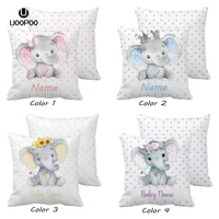 custom baby pillow cover cute pink elephant printed cushion cover for kids polyester canvas pillow case for baby room