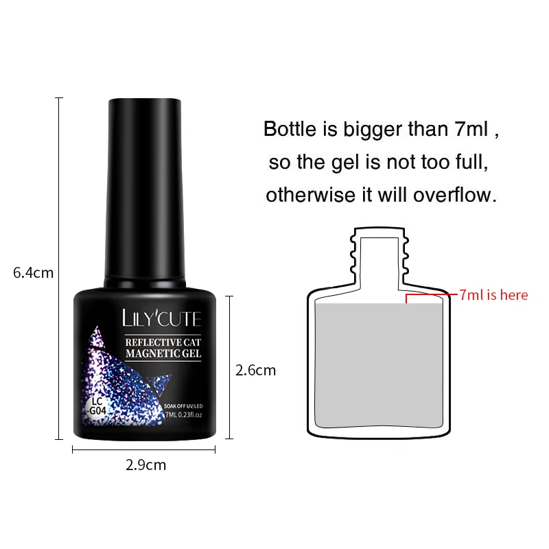 LILYCUTE 7ml 9D Reflective Cat Magnetic Gel Nail Polish Glitter Vernis Semi Permanent Soak Off Magnetic UV Gel Nail Art Gel images - 6