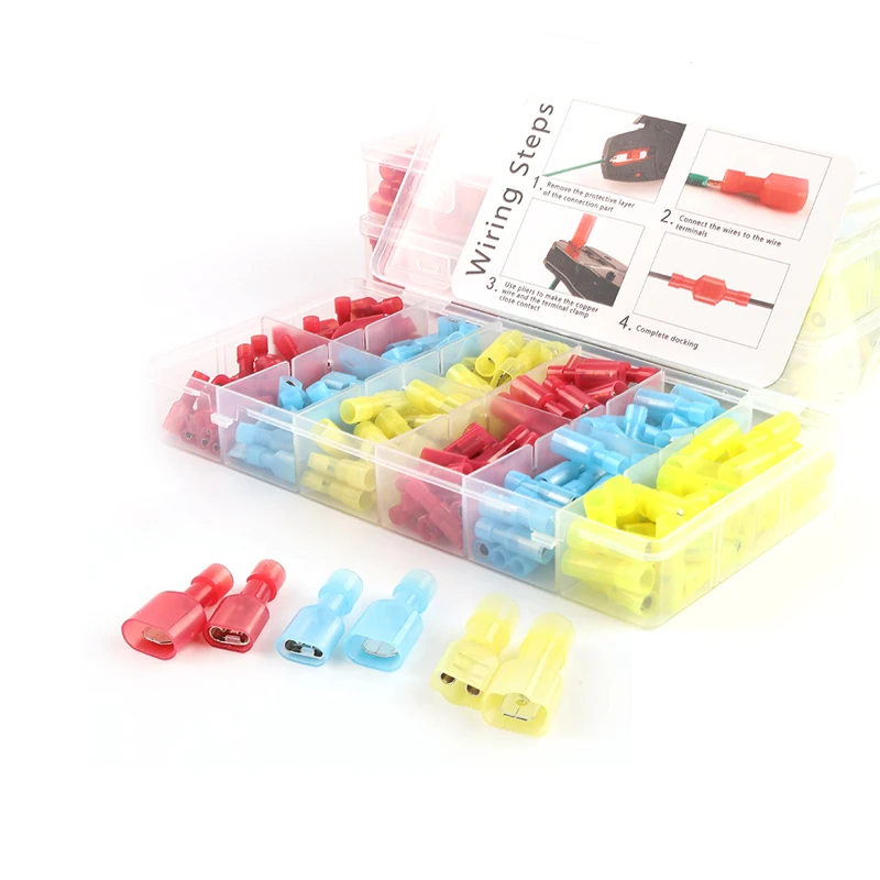 

Boxed 220PCS Butt Splicing Terminal Nylon Spade/bullet Insulated Wire Electric Connector Male Female Crimp Terminal block Kit
