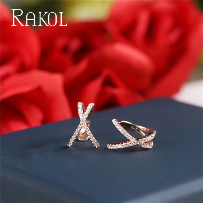 RAKOL, новинка, стильные, персональные, кросс-линия, клипсы для ушей, X-letter, серьги для девушек, женщин, повседневные аксессуары для платья RE22390