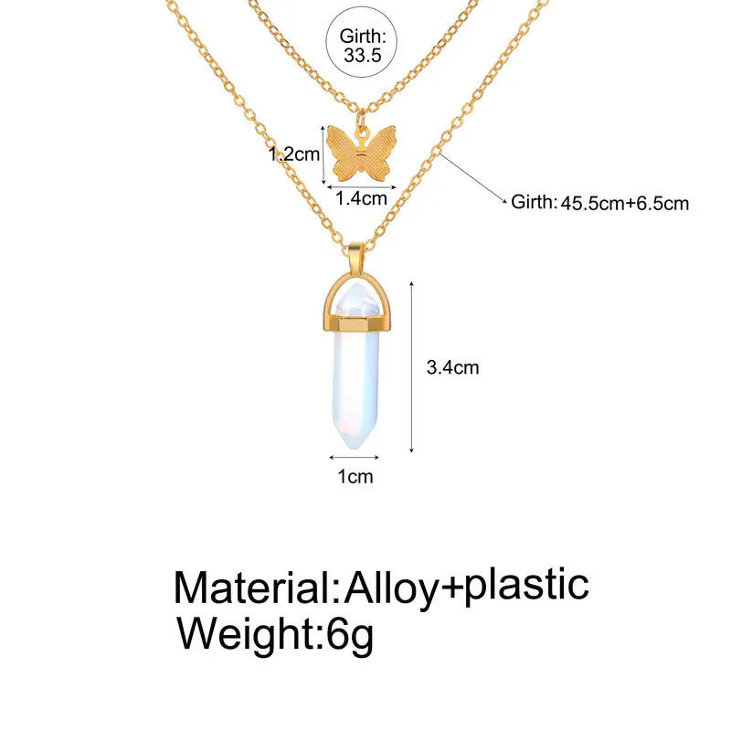 

Simple Star Moon Choker Necklace Natural Stone Hexagonal Column Necklaces Pendants Fashion Bullet Crystal Necklace Women Jewelry