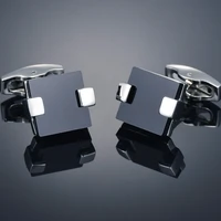 black and silver color square cufflinks for mens french suit shirt classic high quality cuff buttons male jewelry gift
