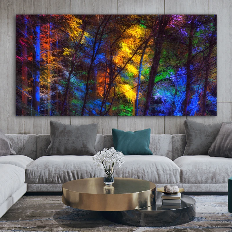 

Large Size colorful forest trees Canvas Poster Art Prints for Living Room Decorative Art Paintings Picture Modern Home