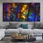Цветные лесные деревья большого размера, холст, плакат, художественные принты для гостиной, декоративные художественные картины, картина для современного дома