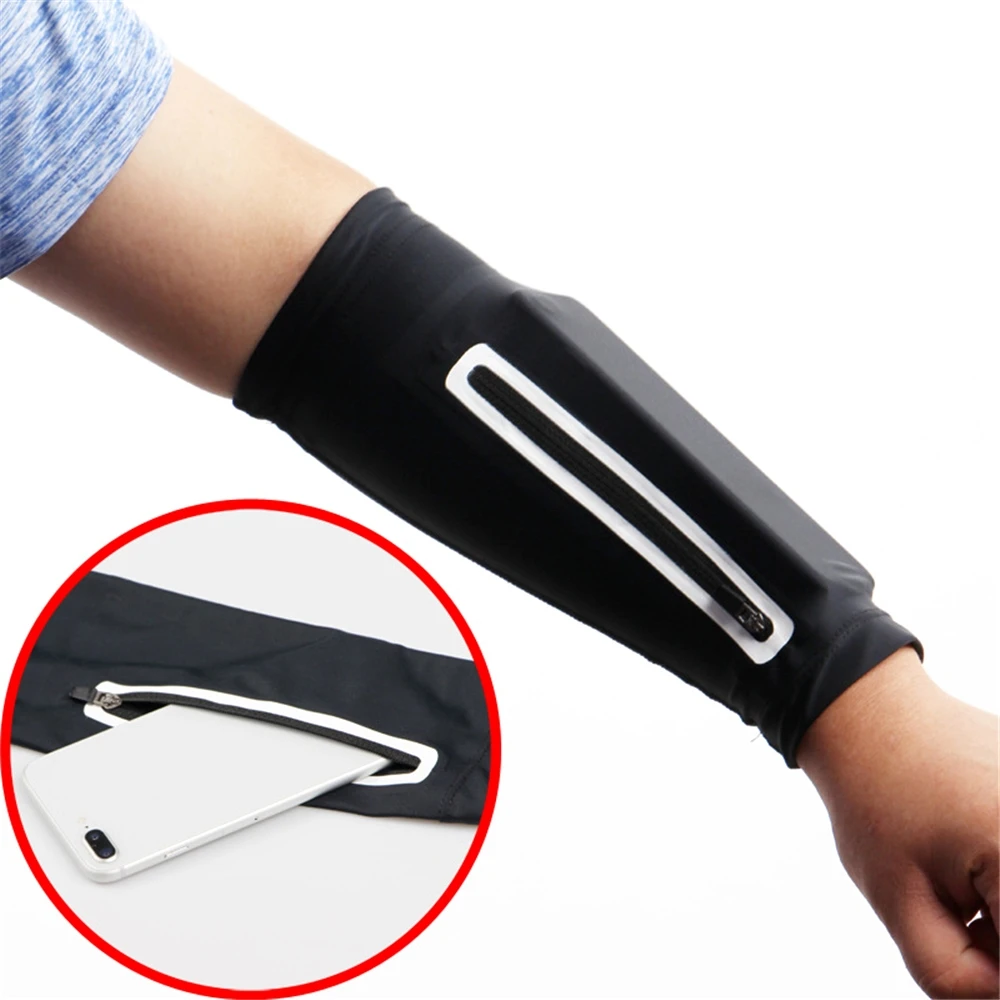 

1PCS Unisex Short Arm Warmer for Mobile Phone Stretch Arm Bag Running Riding Sunscreen Armband Wrist Bag Cycling Arm Sleeves