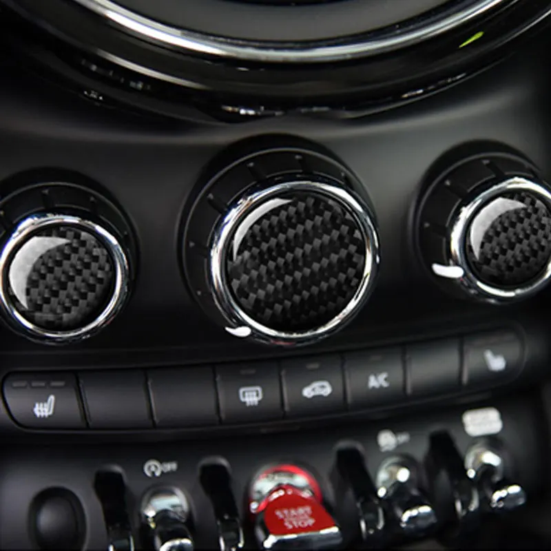 

Carbon Fiber Car Accessories Interior Multimedia Panel Button Decoration Decals Cover Trim Stickers For MINI F55 F56 2007-2013