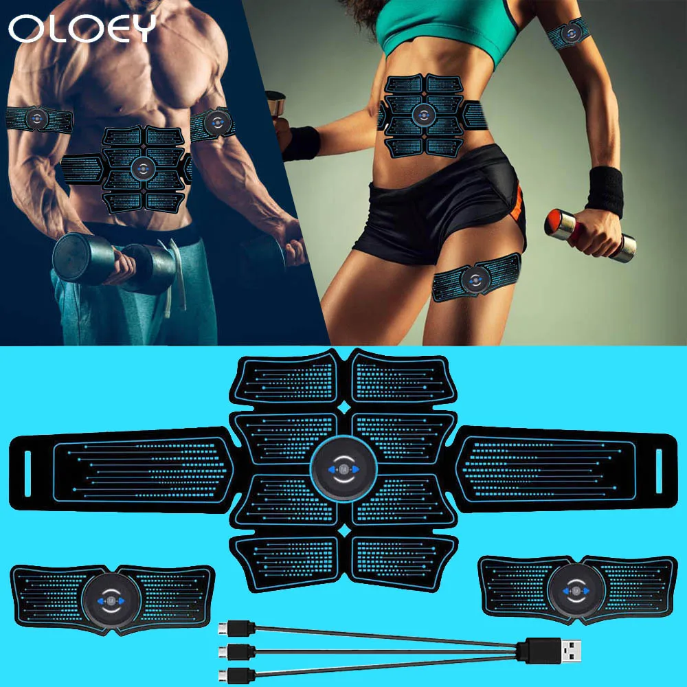 

USB Rechargable EMS ABS Muscle Electro Stimulator Gym Electrostimulator Abdominal Electric Massager Training Apparatus Fitness