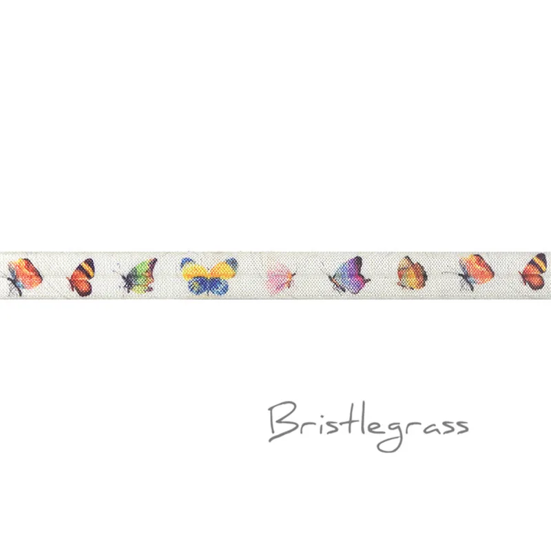 Butterfly BRISTLEGRASS 2 ярда 5/" 1,5 см Сова Фламинго цветочный принт враг складной над эластичными повязка из спандекса волос галстук платье с повязкой швейная отделка - Цвет: Butterfly