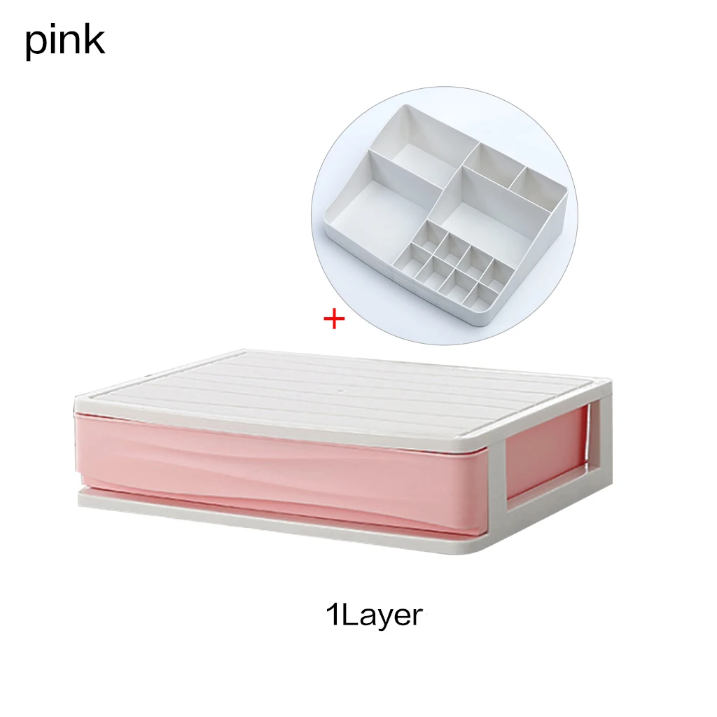 1Layer-pink Пластиковая коробка большой емкости, ящик для хранения косметики, органайзер, коробка для дома, телефона, для мелочей, стойка для ухода, дропшиппинг - Цвет: 1Layer-pink