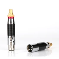 2pcs white black carbon fiber xlr malefemale to gold plated rca female socket adapter connector