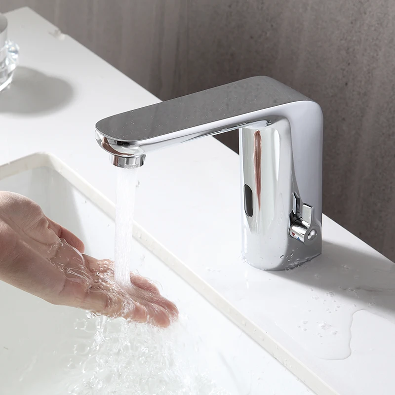 

Automatic Infrared Sink Hands Touchless Free Sink Mixers Sensor Tap Chrome Brass Automatic Hands Free Infrared Basin Faucet