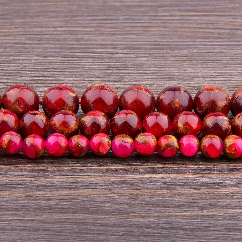 Бусины Из Красного перегородчатого золота с покрытием из драгоценных камней