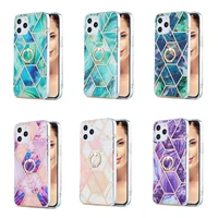 luxury marble case for iphone 13 12 11 pro max se 2020 xs xr x 7 8 plus cover ring holder geometric thicken soft imd phone shell
