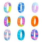 Поп-пузырьки, простая игрушка, антистресс, снятие стресса, красочный силиконовый браслет, тревожность, сенсорные игрушки для аутизма, СДВГ, дети