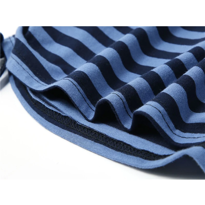 

Blue Striped Skinny Crop T Shirt Women 2021 Summer Short Sleeve Drawstring Lace up Retro Tees Female Square Collar Egirl Y2K Top