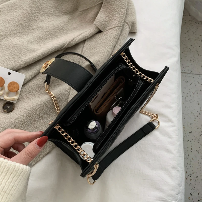 

Pure Color PU Women's Bag 2020 New Shoulder Messenger Bag Luxury Designer Women's Bag Fashion Casual Women's Bag Bag Chain Bag