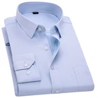 Мужская однотонная приталенная рубашка, формальная модная классическая рубашка с отложным воротником и длинными рукавами, не требует глажки, новое поступление