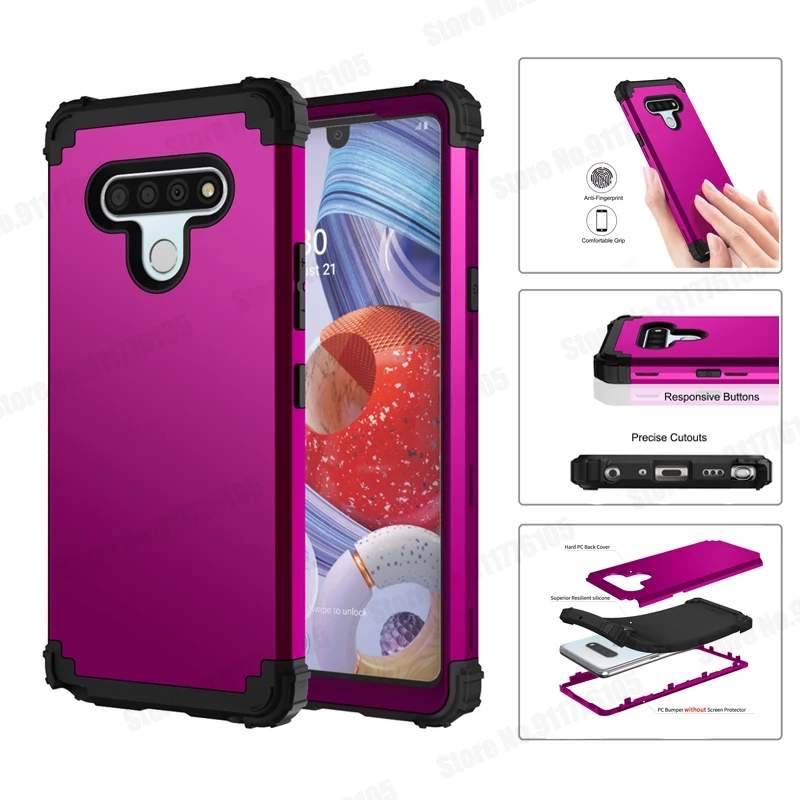 

Противоударный чехол с четырьмя углами для LG Stylo 6, силиконовый бампер, жесткая задняя крышка ПК 3 в 1, защитный чехол для телефона повышенной ...