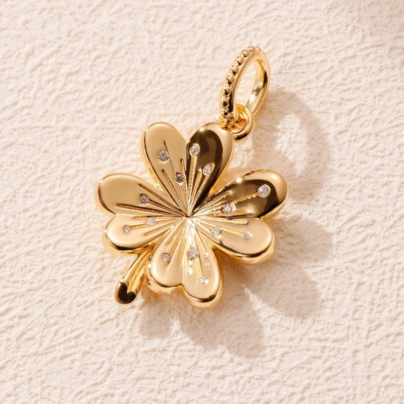 Подлинный 925 пробы Серебряный счастливый Золотой Четырехлистный Клевер Шарм