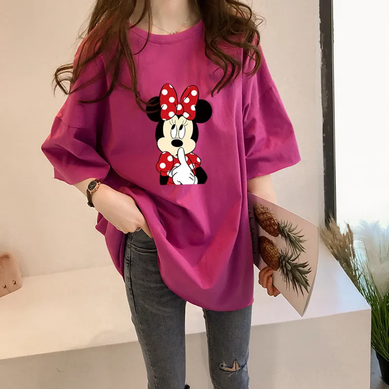 Летняя повседневная женская футболка с принтом мышки из мультфильма модная