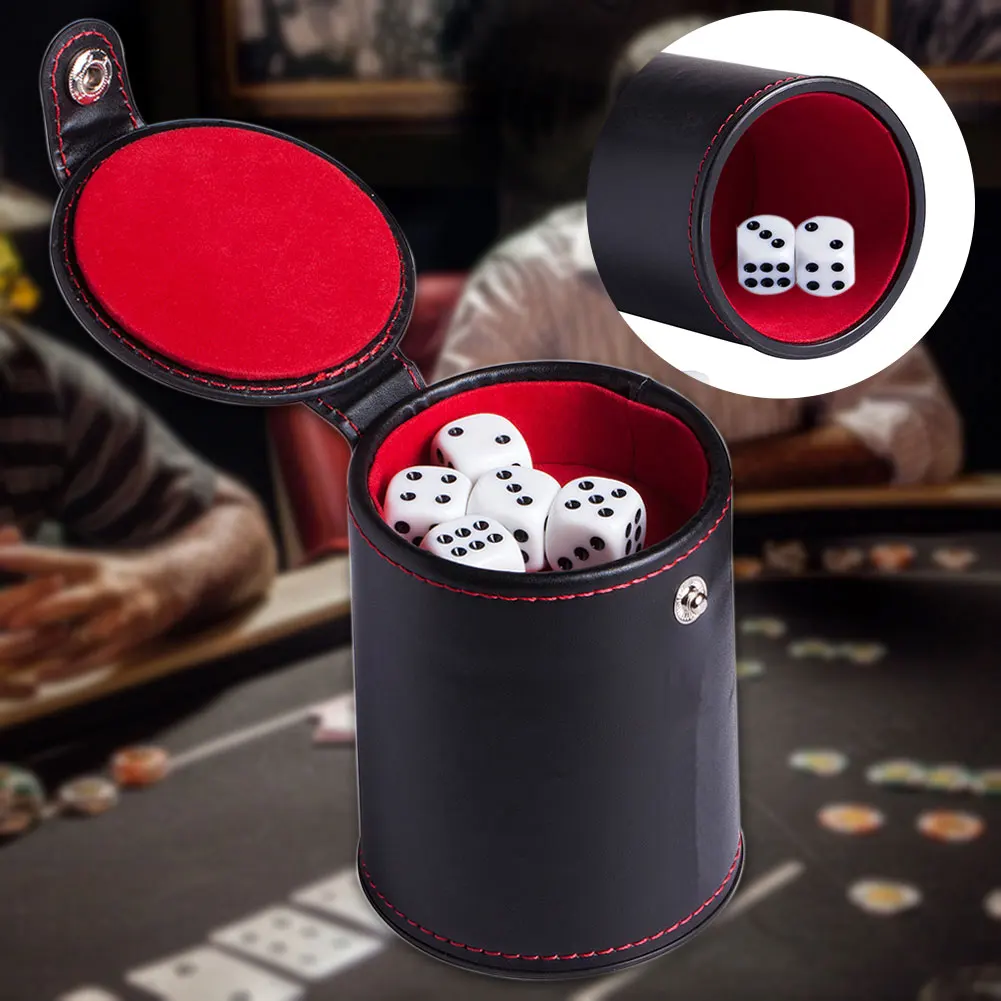 

Mute Entertainment Gambling PU Leather Storage Compartment Professional Casino Game Supplies Bar Party KTV Shaker Clubs Dice Cup