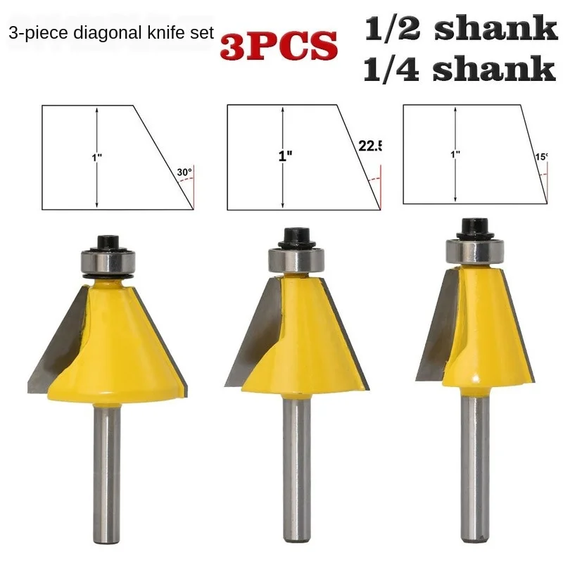 3 шт. 1/2 &quot1/4&quot для конических фрез фаски Фрезы 15 22 5 до минус 30 градусов фреза по