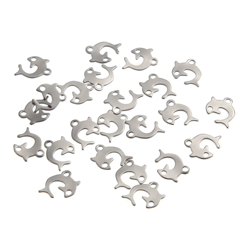 

10pcs Stainless Steel Charms Cute Fat Dolphin Pendant for DIY Necklace Decoration Bracelet Jewelry Making Bulk Chain End Charm