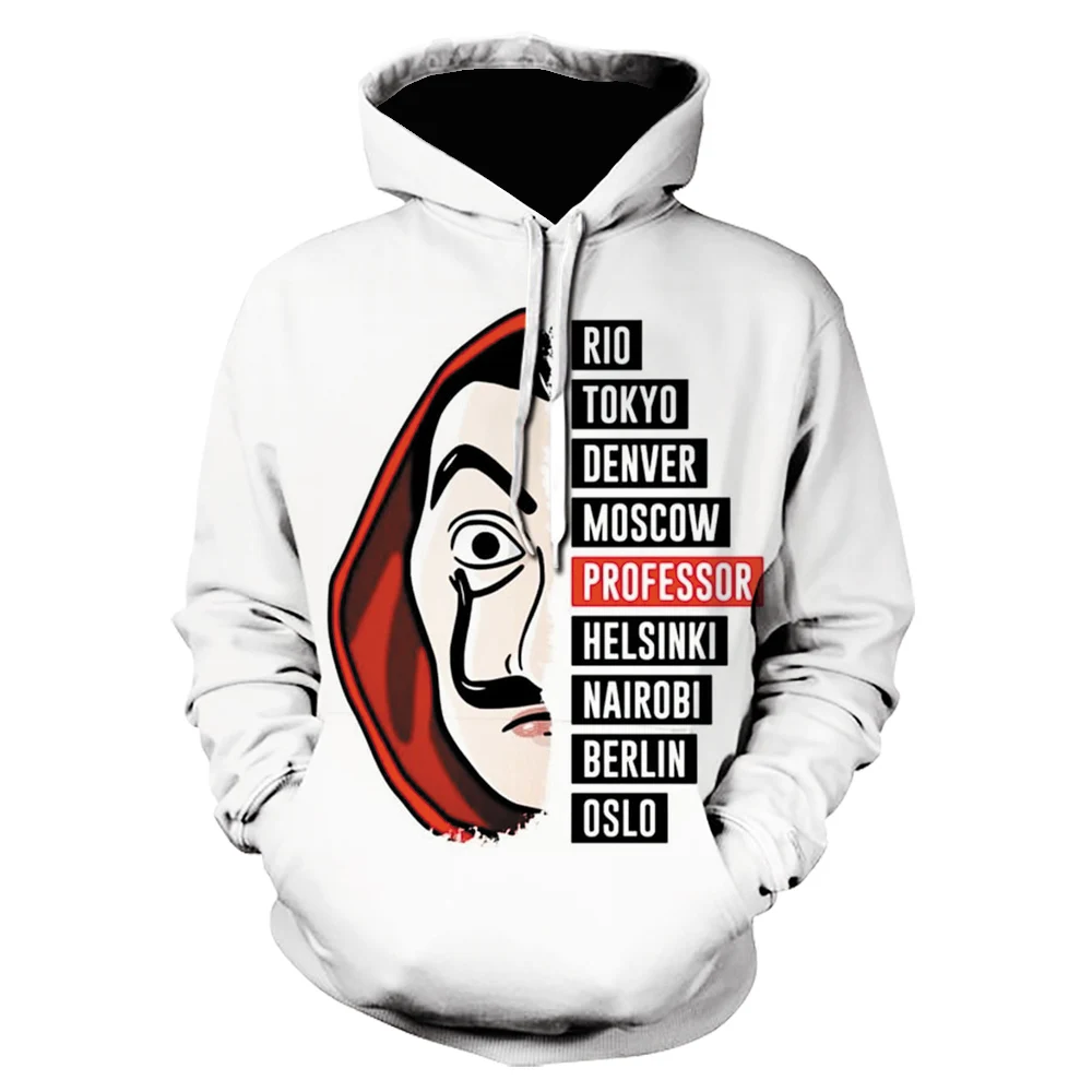 

Cosplay Costumes La Casa De Papel 3D Printed Hooded Sweatshirts TV Series Pullovers Men/Women Fashion Casual House of Paper