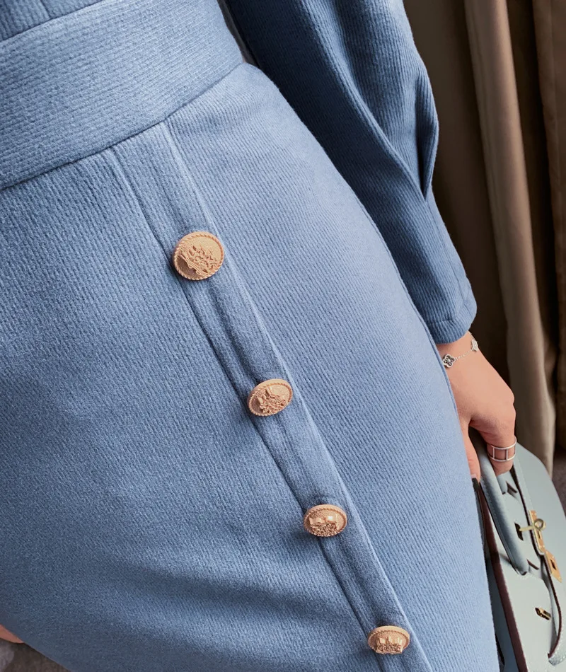 Женское однобортное платье для офисных леди повседневное модное с высоким