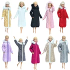 Длинное пальто ручной работы, хлопковая одежда, зимняя одежда, теплая куртка с шапкой, платье, Одежда для куклы Барби, аксессуары для кукол 16, детские игрушки для кукол