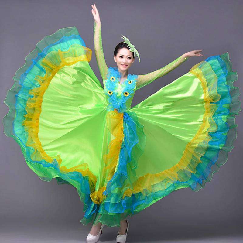 Мода плюс размер цыганское женское испанское Фламенко юбка представление танец