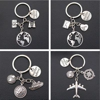 1pc no matter where tag charm aircraft compass camera telescope key ring diy traveller backpacker jewelry crafts keychain