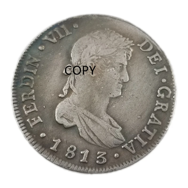

FERDIN VII 1813 DEI GRATIA Commemorative Coin Spanish Silver Dollar Made Old Replica Specie