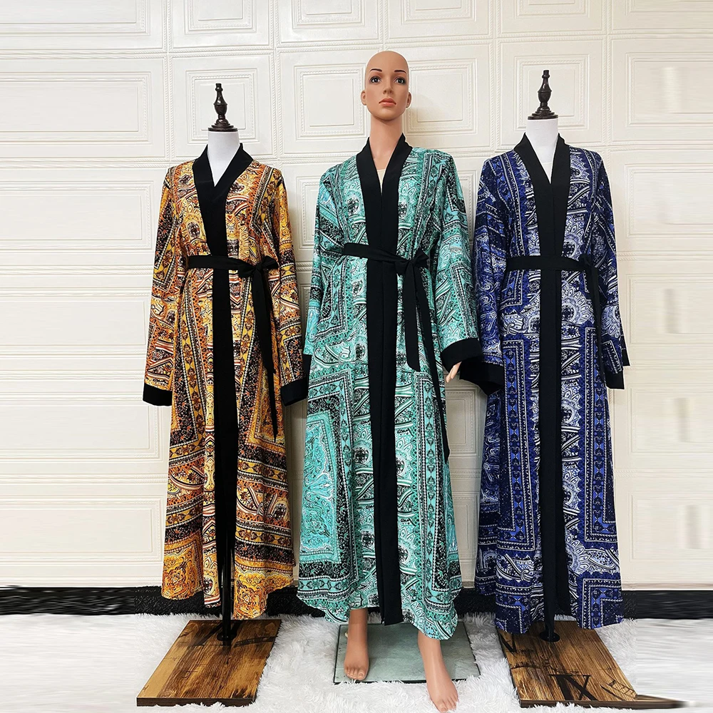 Открытая абайя, искусственный кафтан, Марокканское мусульманское платье, длинное кимоно, Женская Дубай, Турция Caftan, мусульманская одежда