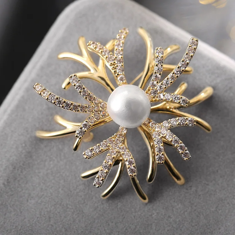 

Модная брошь в Корейском стиле, изысканная брошь с коралловым жемчугом, булавка, броши для женщин, Цветок, бесплатная доставка