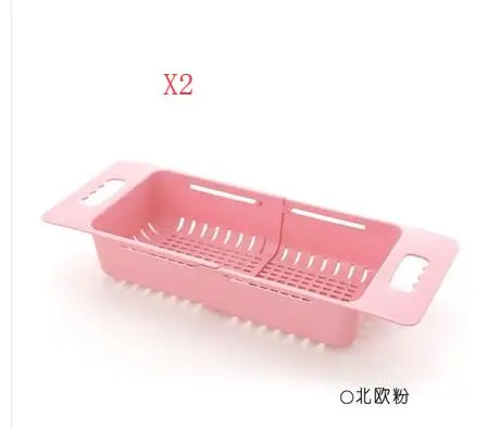 pink 2pcs Регулируемая раковина сушилка для посуды шкаф-органайзер для кухни пластиковая раковина сливная корзина для овощей держатель для фруктов стеллаж для хранения pf100909 - Цвет: pink 2pcs