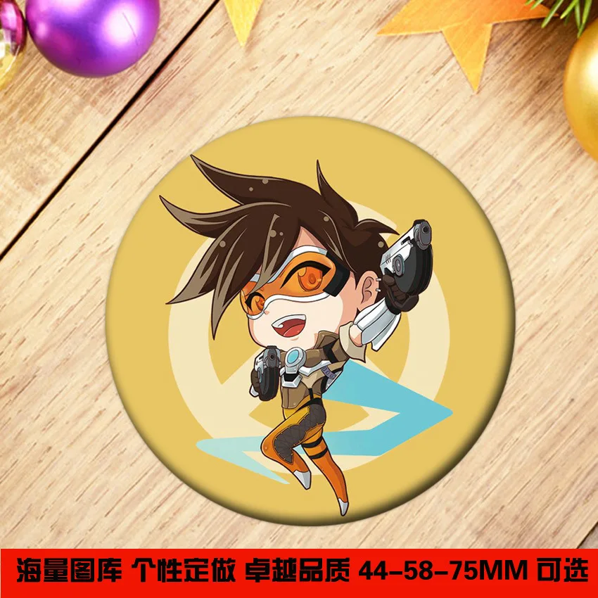Игра Overwatch бейж с дисплеем OW мультфильм фигура D.va Tracer Reaper круглая металлическая