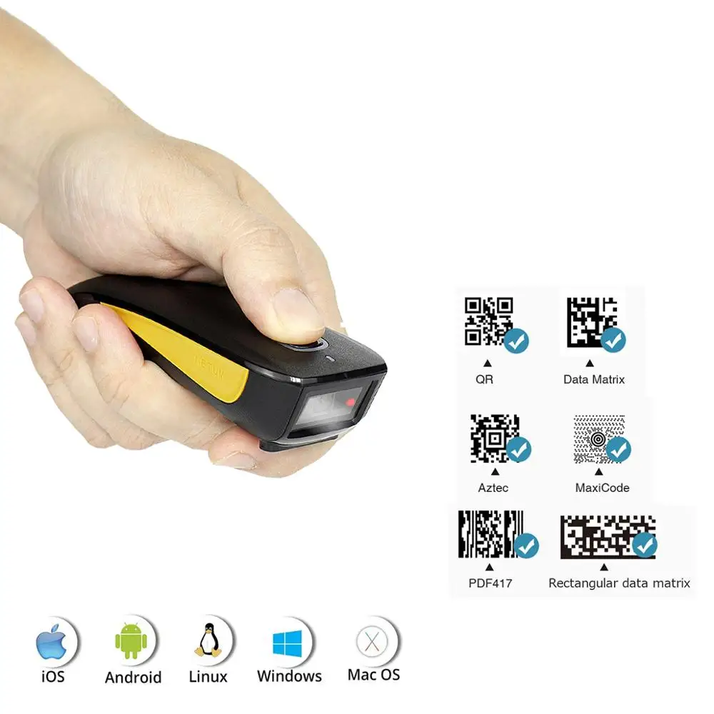 netum bluetooth 2d barcode scanner pocket wireless qr reader data matrix pdf417 ios android windows free global shipping
