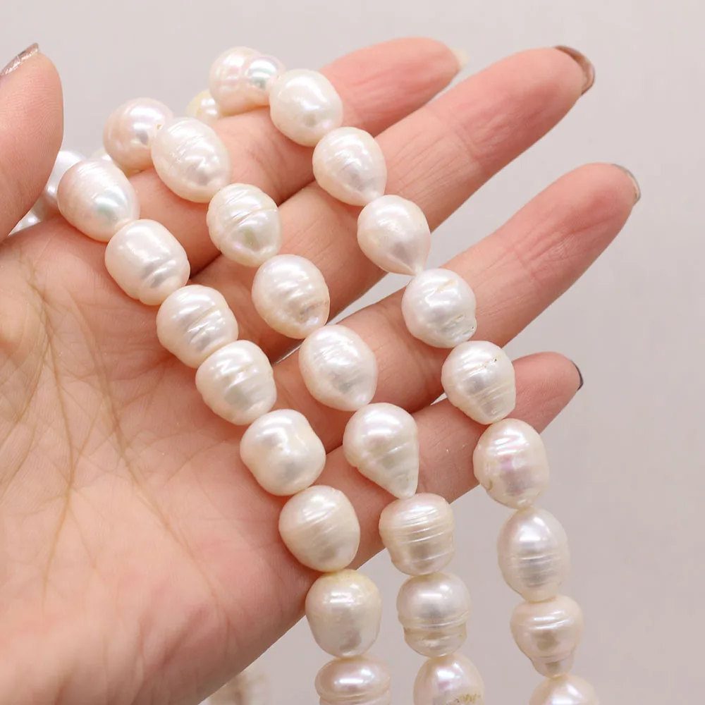 

12-13mm Natural Freshwater Pearl Beading Rice Shape Real Pearls for DIY Charms Bracelet Necklace Jewelry Making Strand 36cm