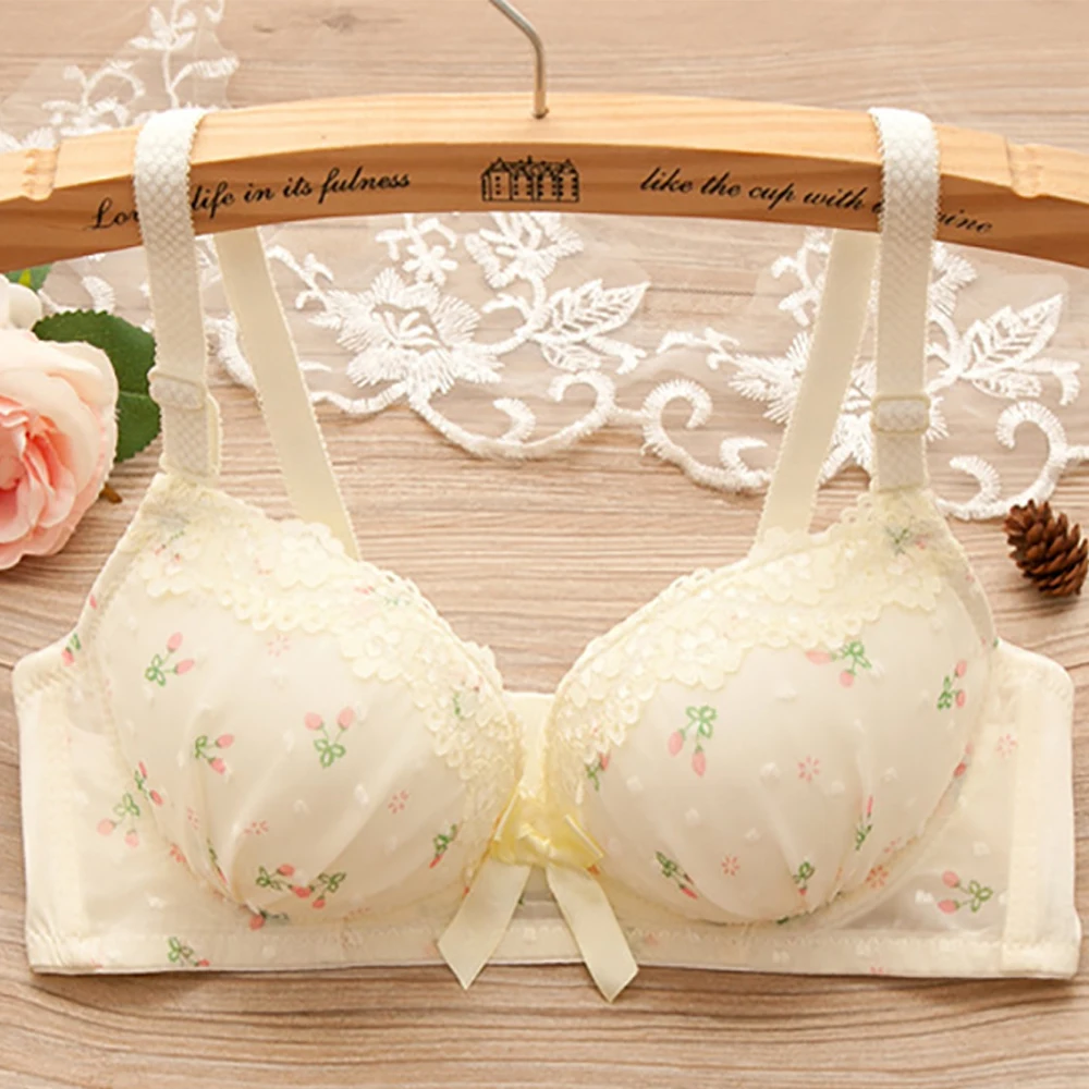 

Women Padded Seamless Bra Panties Set Floral Wired Breathable Thin Comfy