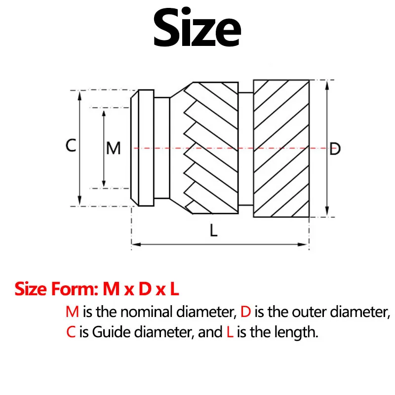 Латунная Встраиваемая накатанная резьба нагревательный набор вставные гайки в
