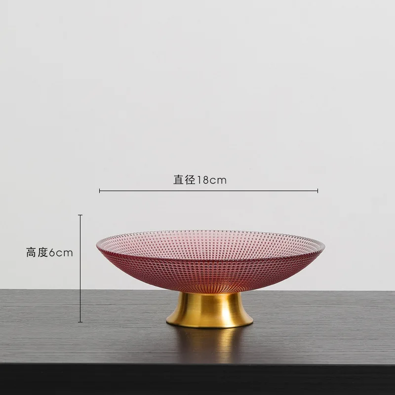 

Modern European luxury high grade copper bottom glass creative fruit disk Living room tea table fruit tray home decoration