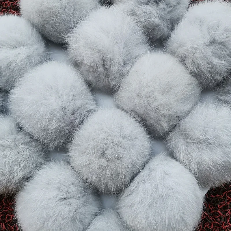 8 см~ 9 см большой помпон из натурального меха DIY брелок для ключей из кроличьей шерсти с помпонами и помпонами, брелок для ключей с подвеской poret clef для DIY кожаного шара - Цвет: Light Gray