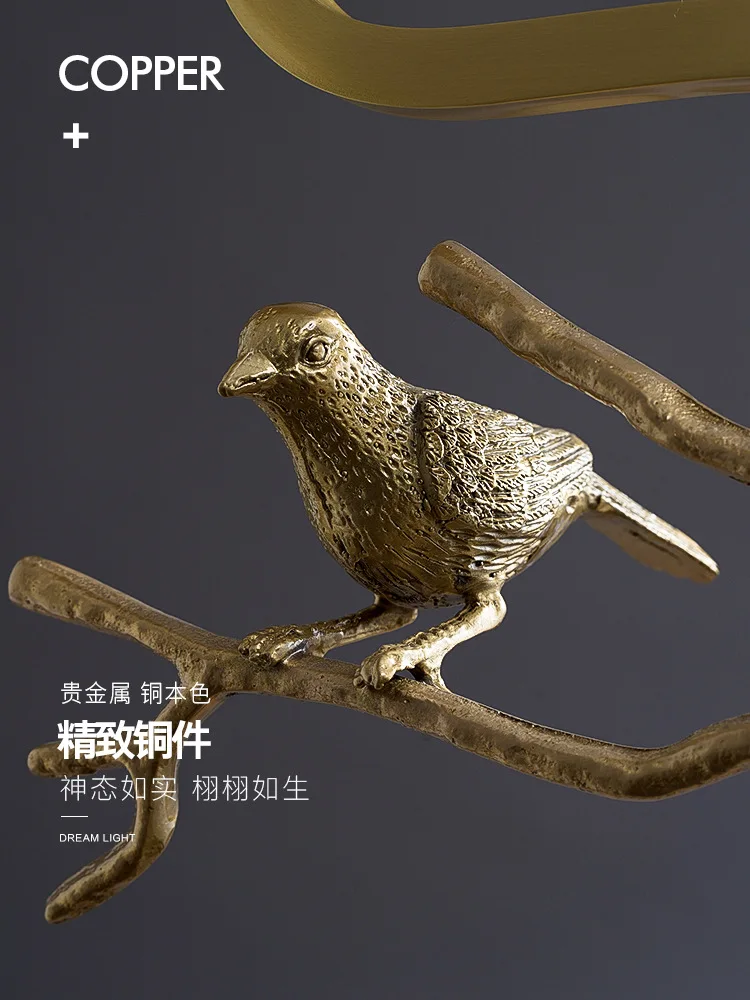 Современный светильник роскошная медная хрустальная птица гостиная спальня