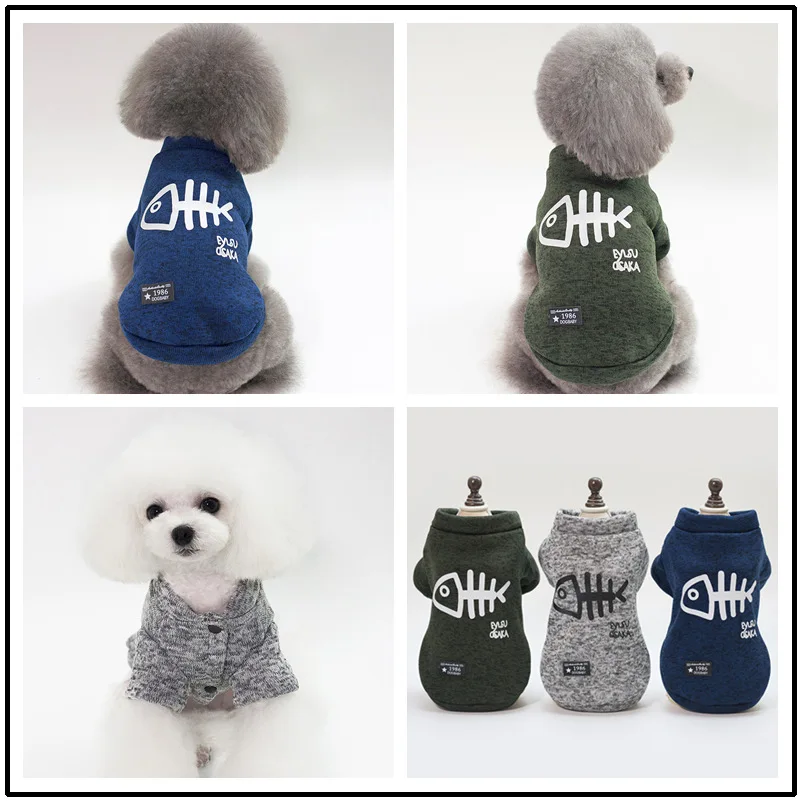

Dog clothes pet clothes autumn and winter clothes cat clothes teddy dog small dog pet clothes fish bone sweater high quality