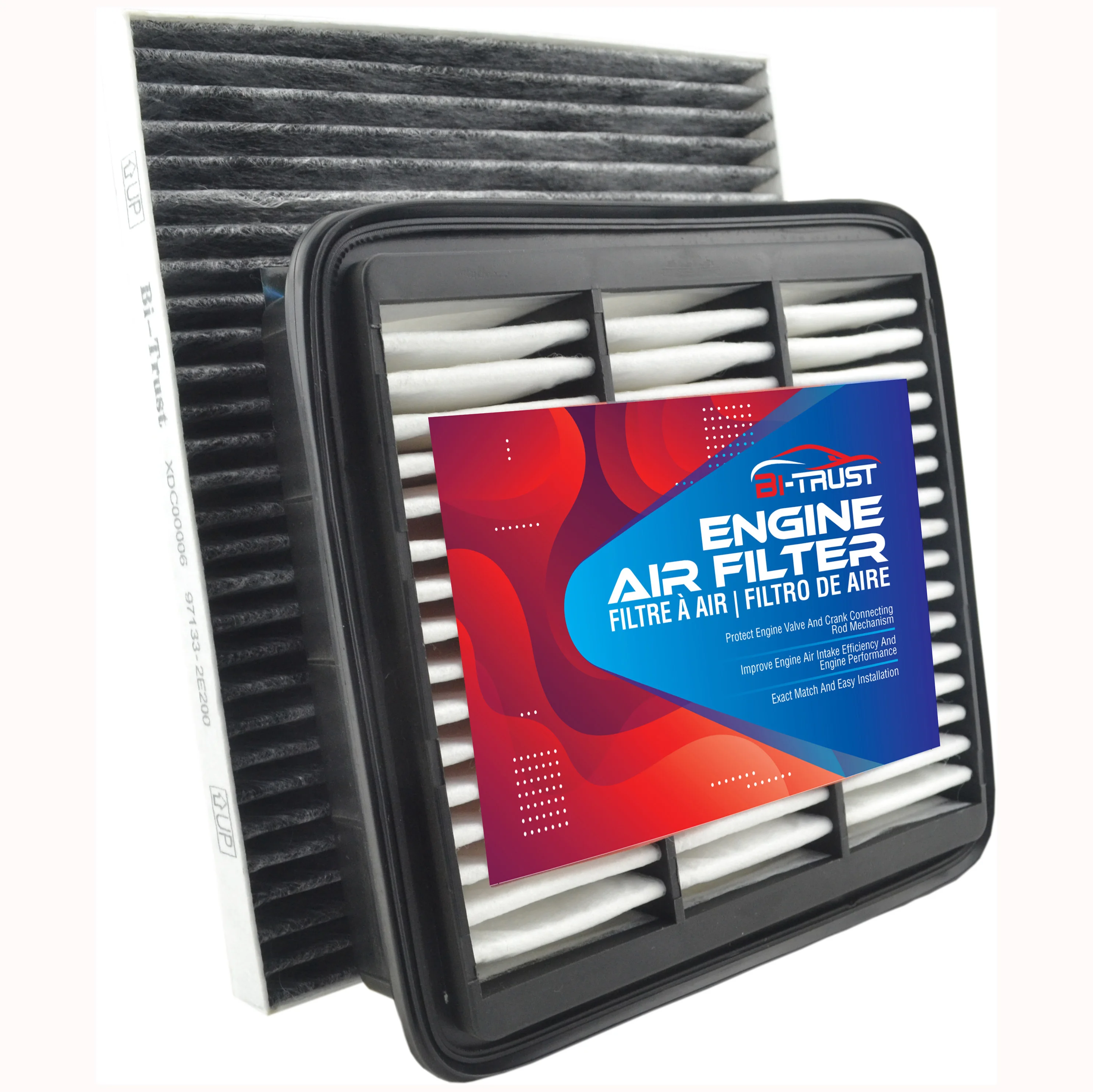 

Bi-Trust Set of Engine & Cabin Air Filter replacement for Kia Forte Koup Forte5 2.0L 2.4L CF10709,97133-2E210