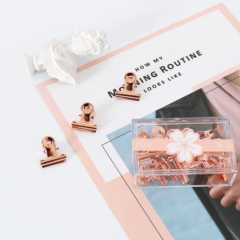 Металлические пружинные зажимы TUTU 12 шт., розовое золото