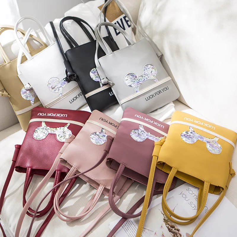 Новинка Disney's маленькая квадратная сумка с блестками и Микки Маусом для