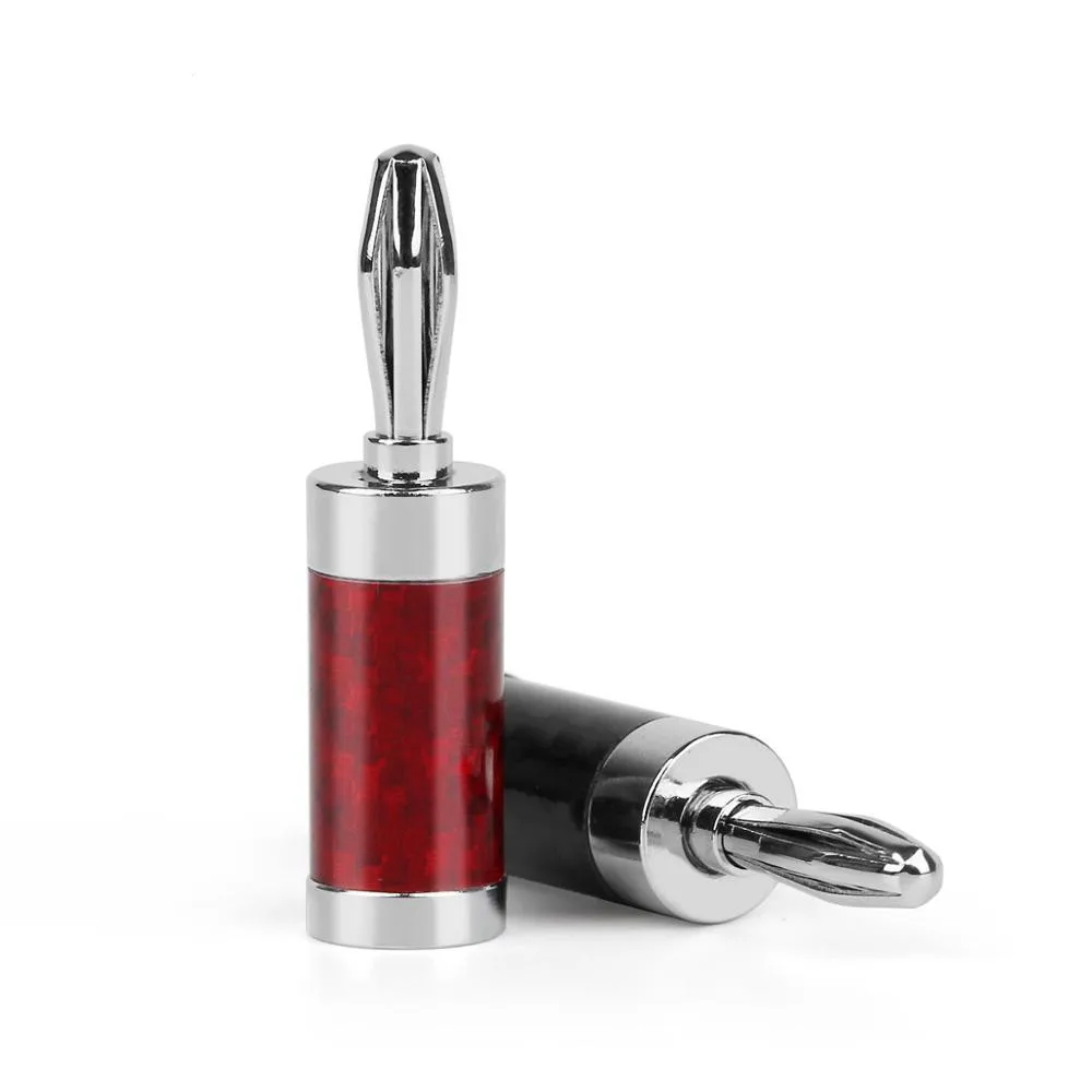 4 шт. HIFI Банановый штекер аудиоразъем 8 мм винтовые Родиевые вилки из углеродного